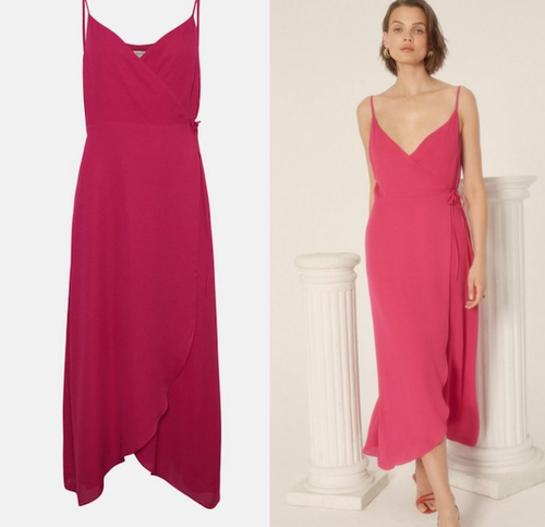 OASIS Hot Pink Wrap Midi Dress Sizes 8 to 18 | eBay