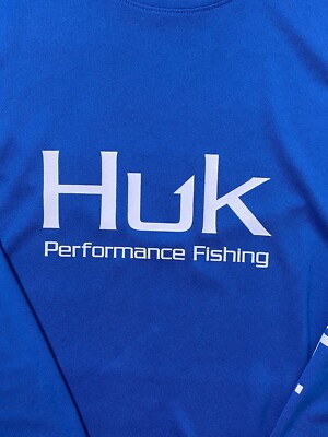 T-shirt De Pêche Huk Homme Manches Courtes, Bleu Clair, Taille L, état Très Bon
