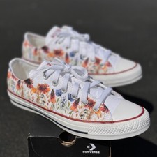 Fall Time Wild Flower Shoes - Autumn Flower Field Custom Low Top Converse