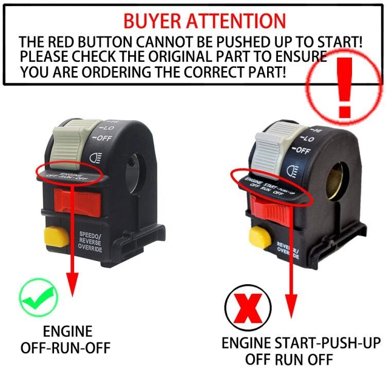 ABS Handlebar Hi/Lo Beam Start/Stop Switch For Polaris Sportsman 400 500 700 800 - Image 3 of 4