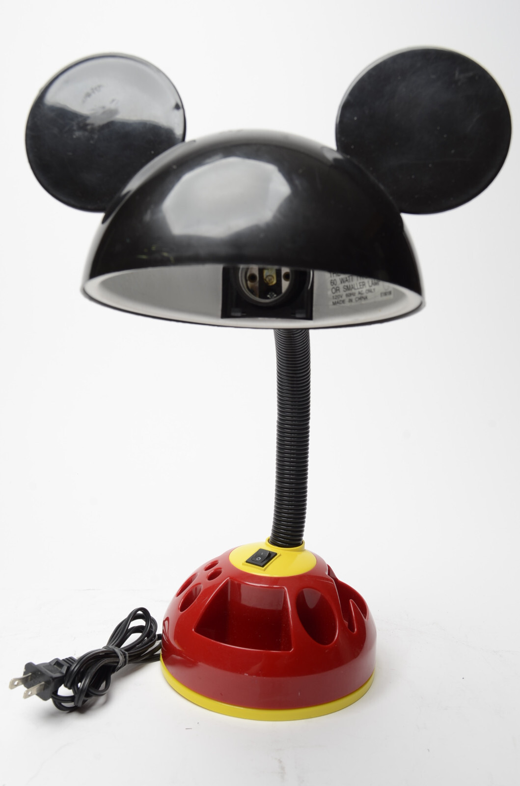Disney Mickey Mouse Desk Lamp Gooseneck w/ Carousel Organizer, works!