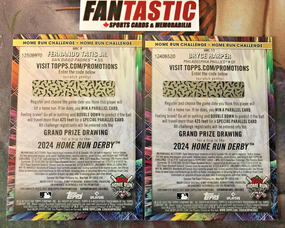 2023 Topps Series 2  HOME RUN CODE Insert YOU PICK HRC-1 to HRC-30 unscratched - Image 2 of 3