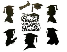 GRADUATION "THE TASSEL WAS WORTH THE HASSLE" SILHOUETTE DIE CUT/ CUTS, CLIPART