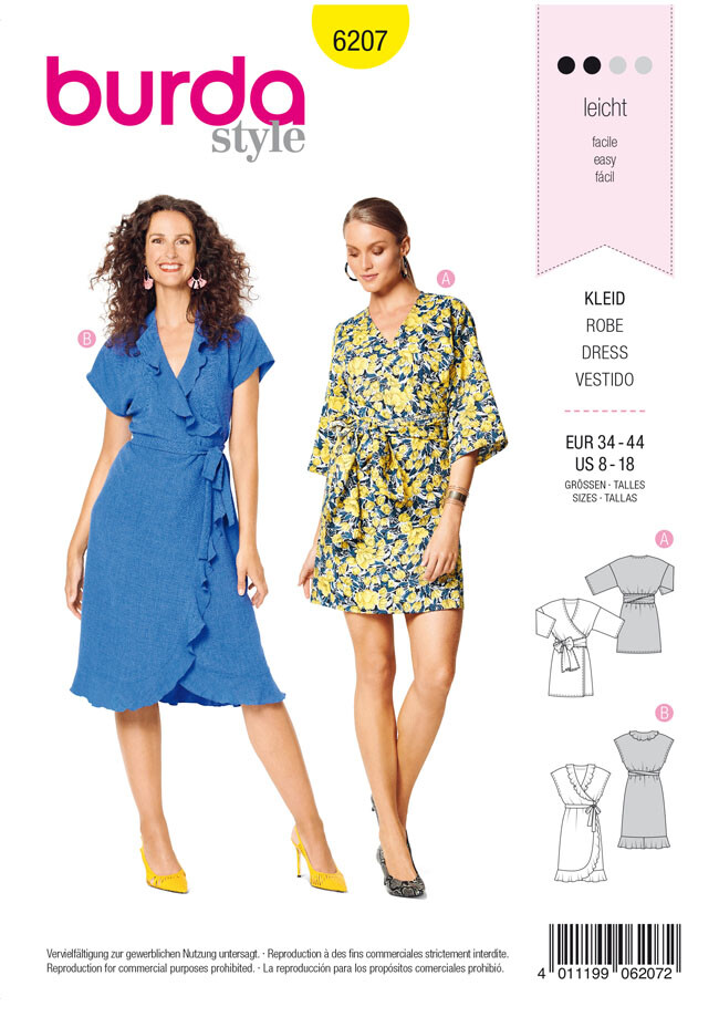 Burda Easy SEWING PATTERN 6207 Misses' Wrap Dresses Sizes 8-18 Tracked Postage