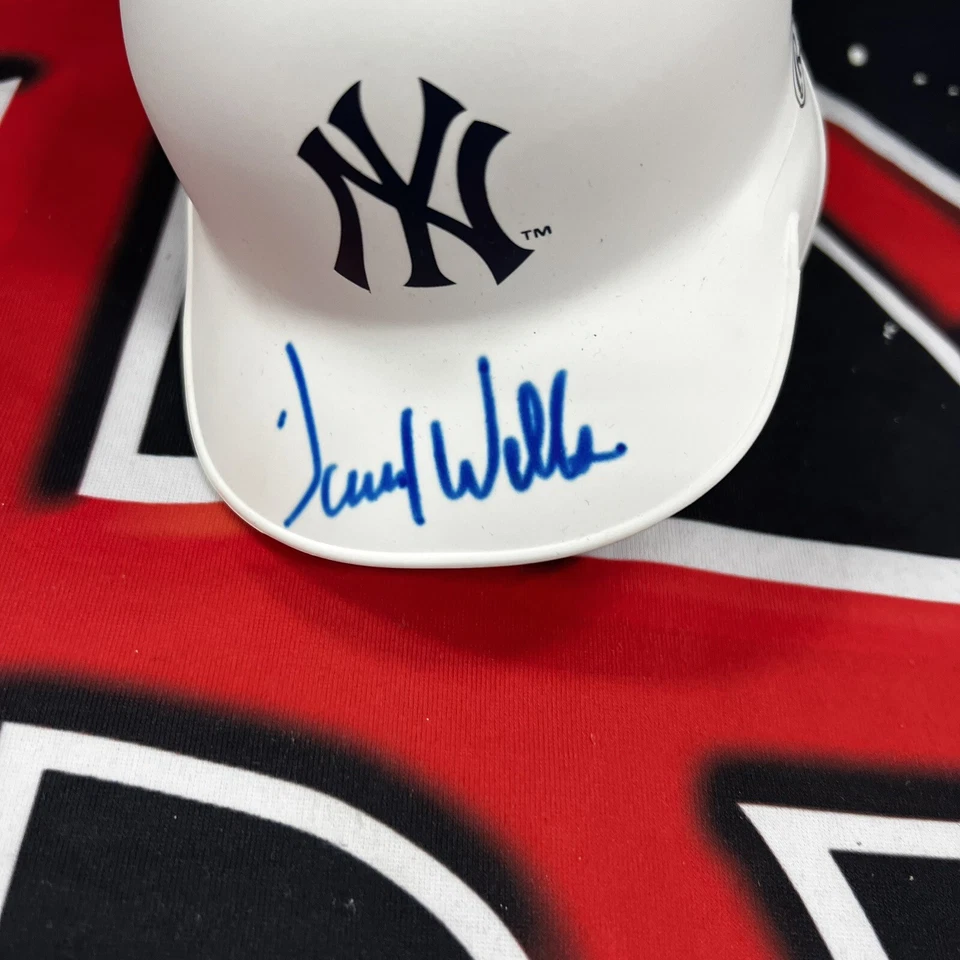 David Wells Signed New York Yankees Flat Mini Helmet White Autographed JSA - Image 2 of 4