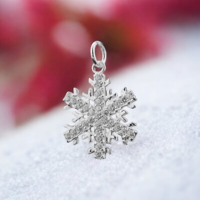 Schneeflocke Anhänger 925 Silber mit Strass - Winter Snowflake Pendant handemade