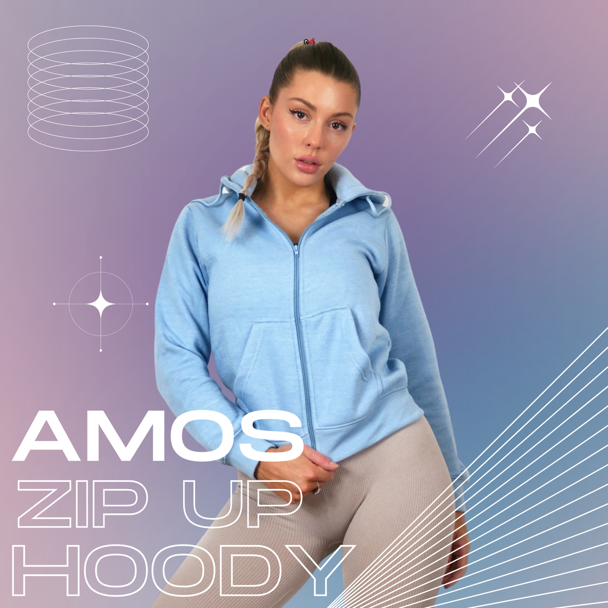 Ladies Womens Zipper Zip Up Plain Slim Fit Hoodie Sweatshirt