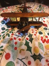 VINTAGE HOLZ HANDGEFERTIGTES BI-FLUGZEUG 10 ZOLL LANG 1. WELTKRIEG FLUGZEUG