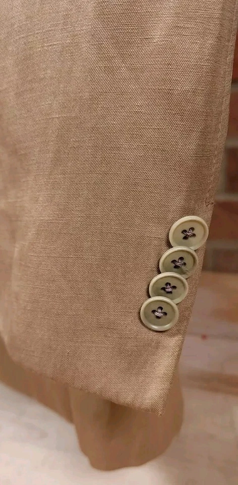 Abrigo Blazer Deportivo Coppley Seda Lino Marrón 2 Botones Para Hombre 43 Alto Foto 3 de 4