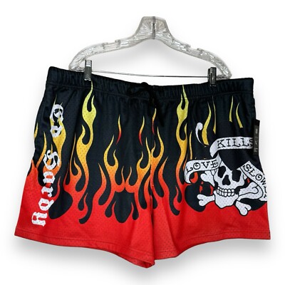 Ed Hardy Fire LKS Skull Men's Mesh Short Sz 2XL - EHM8004-D