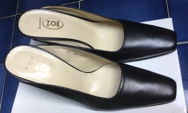 talon haut escarpins mules chaussures cuir 39 noir métal argent parfait état Zoé - Photo 2/4