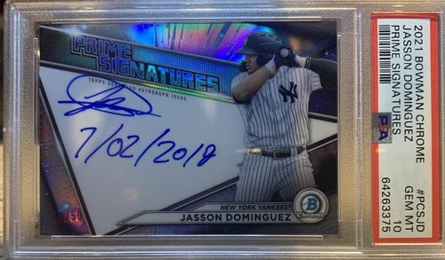 2021 Bowman Chrome Prime Chrome Signatures/50 Jasson Dominguez PCS-JD Auto PSA10