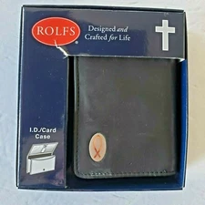 Rolfs Christian Ichthys Fish ID Card Case Holder Wallet Black Leather