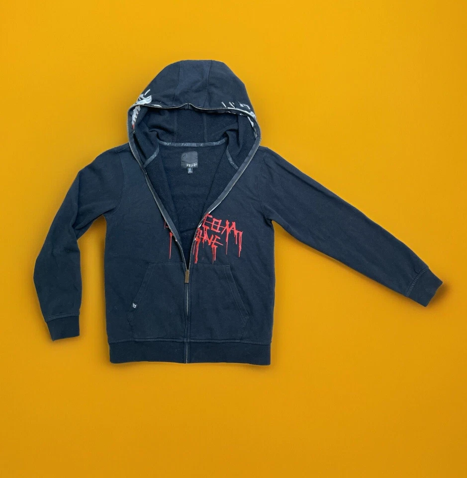 VOLCOM YOUTH XL FEAR SLIM MASK SWEATSHIRT, FULL ZIP Dracula HOODIE, BLACK, 18/20 - Image 2 of 4