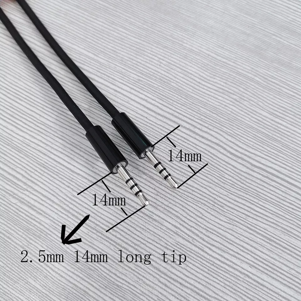 2.5mm 14mm long tip Male to 2.5mm male 4 Pole Headphone Audio AUX Cable 1meter  - Image 2 of 4