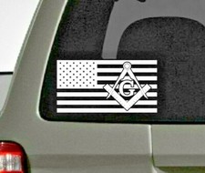 Freemason w/ USA Flag Vinyl Decal Sticker MASON