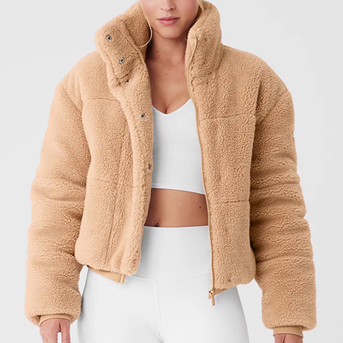 Alo Yoga Sherpa Snow Angel Puffer Camel L | eBay