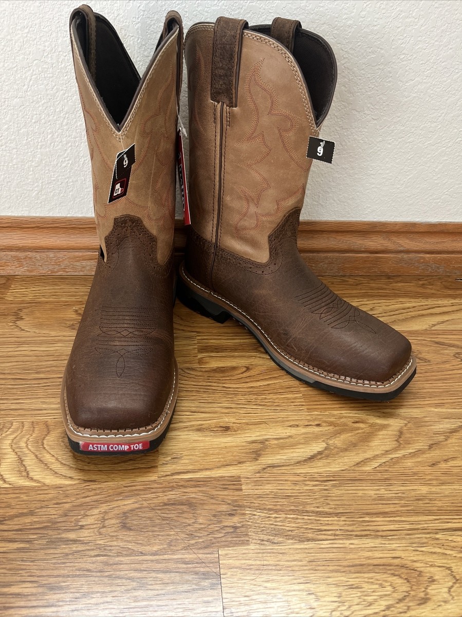 JUSTIN MEN'S Carbide Western Work boots Composite Toe- Size 9D NWT (EH  Rated)