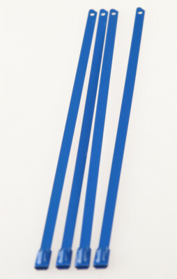 4PCS 8 inch Stainless Steel Wire/Cable Ties Long Exhaust Pipe Header Wrap Blue