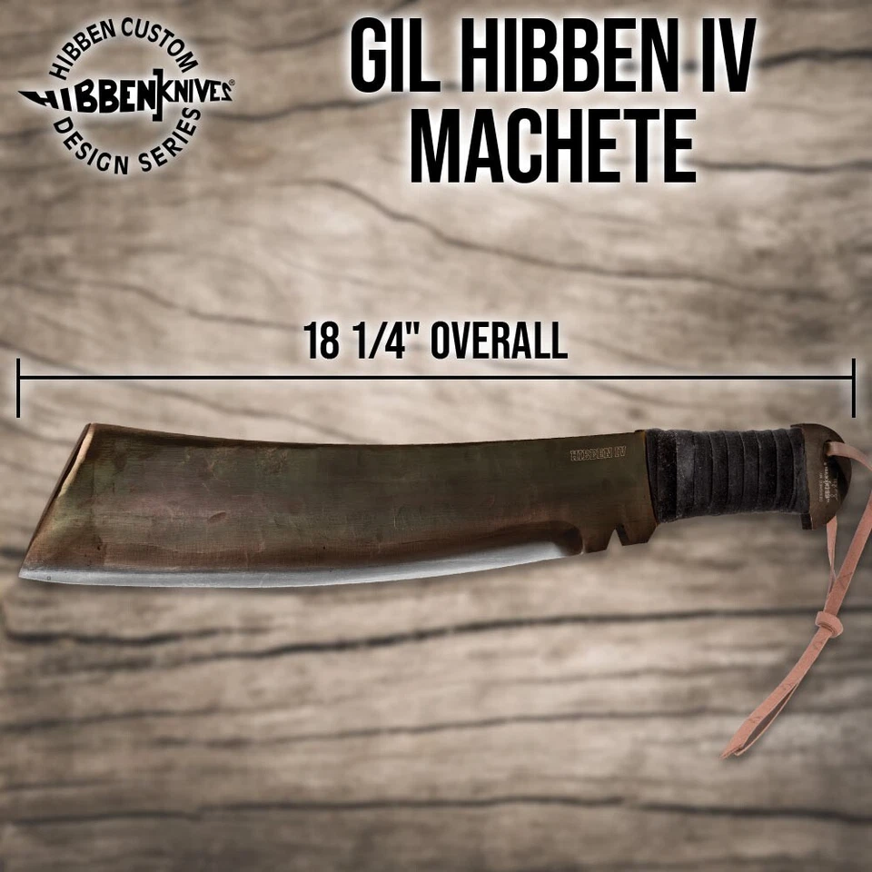 Нож мачете Gil Hibben IV с кожаными ножнами | 1090 углеродистая сталь | 18 1/4 дюйма - Изображение 2 из 4