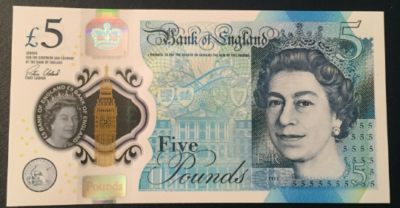 Great Britain (England) 5 Pounds 2015 First Prefix AA23283243 Queen