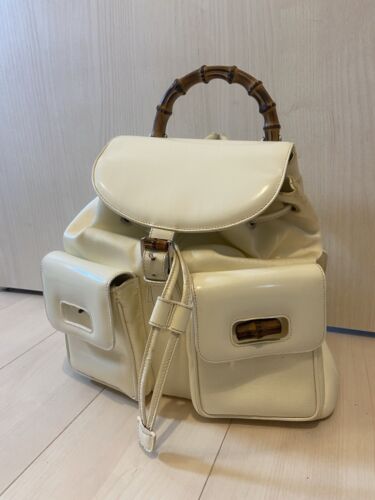 GUCCI Backpack Bamboo Leather White Ivory Ladies … - image 1