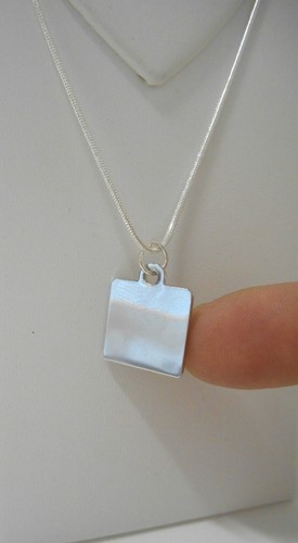 Neu ohne Etikett ~ "100 % koscher" 15 mm Quadrat Anhänger ~ Sterlingsilber Schlangenkette Halskette - Bild 3 von 4