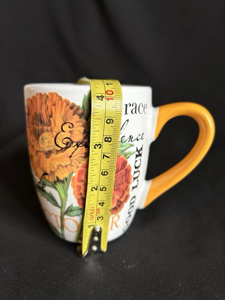 Galería de regalos de Giftcraft taza de cerámica flor de caléndula de octubre/piedra de nacimiento de ópalo Foto 3 de 4