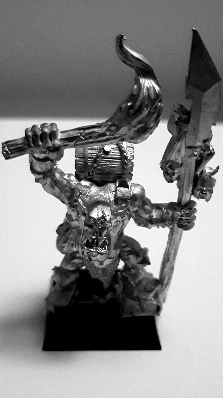 Orc Raider with Torch & Booze Barrel, Metal model, requires priming & painting. Orc Raider with Torch & Booze Barrel, Metal model, requires priming & painting.
