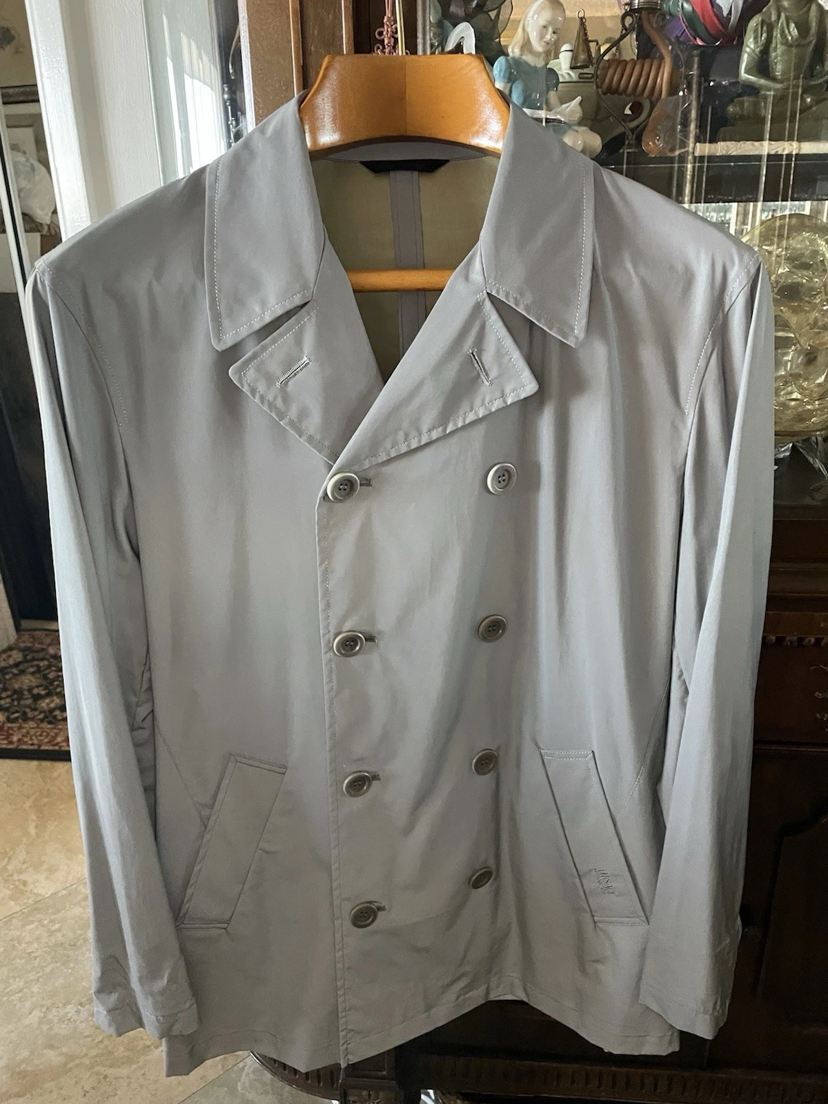 Impermeabile uomo VERSACE CLASSIC V2 grande argento metallizzato si illumina quando colpisce la luce!