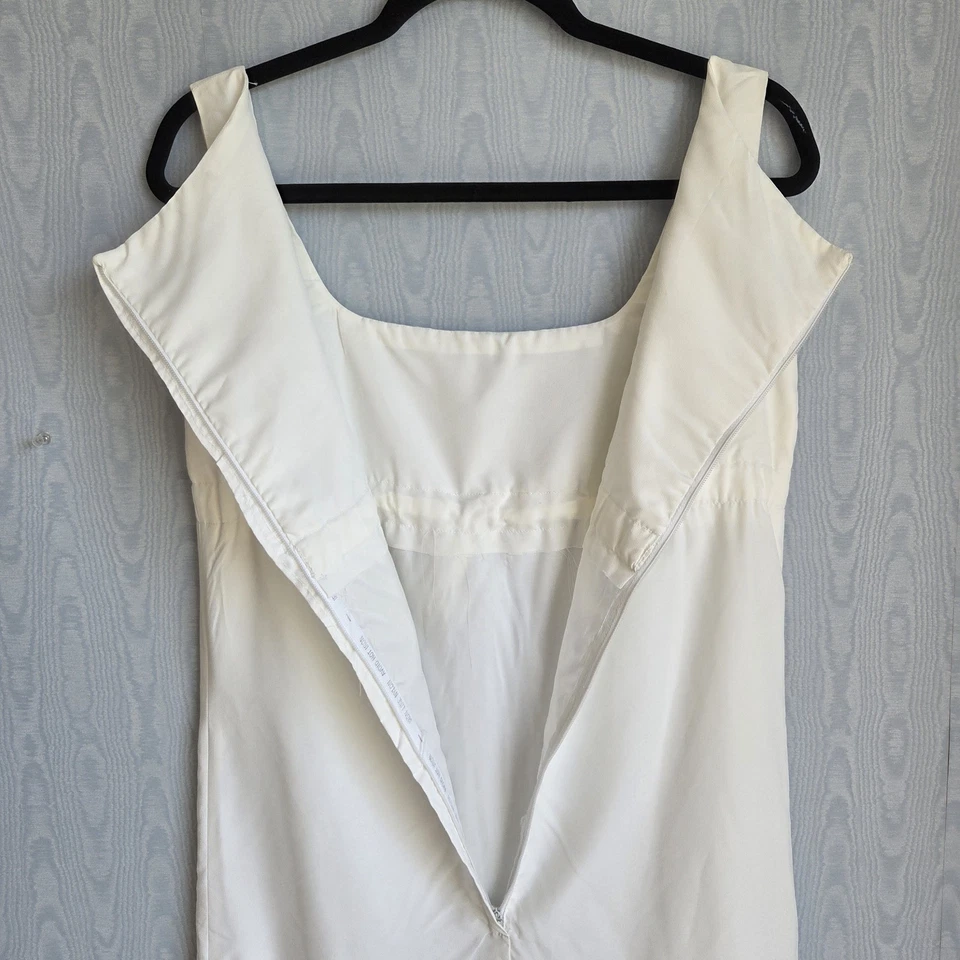 Vestido De Colección Años 60 70 Medio Imperio Corbata Cintura Blanco Maxi Audrey Hepburn Mod Novia Foto 4 de 4