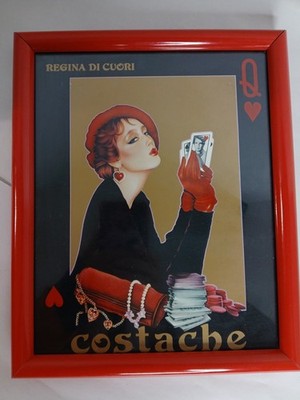 Art Deco Regina Di Cuori Vintage Art Print 8x10 Red Frame Queen of Hearts