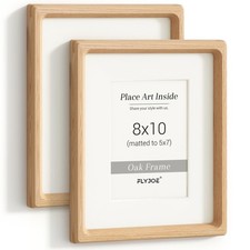 8x10 Picture Frame Set of 2, USA-Sourced Oak Wood Photo Frame with Tempered G...