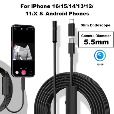 5.5mm Endoscope Inspection Camera Direct Fit iPhones/iPads/iOS/Android Borescope