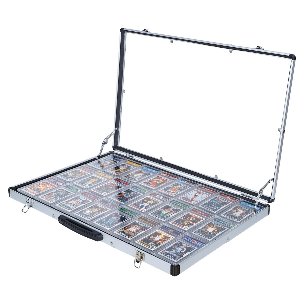 glass display cases for selling cards and money exchange Card Case Features black velvet lined bottom Collectible Display