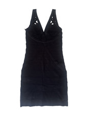 Bebe Vintage Y2K Bodycon Bandage Cutout Strap Goth Baddie Black Mini Dress Club