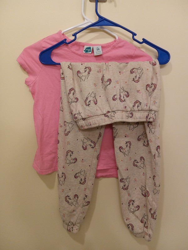 Girls t shirt sweat pants Casual Outfit set Size 7-8 0074