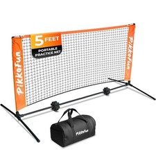 Mini Pickleball Net, 5 FT Portable Dink Practice Net Orange