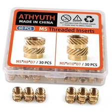 Threaded Inserts Assortment Kit, Female Thread Metric Knurled Nuts pcs M5 60