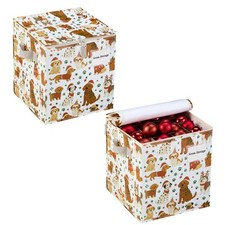 2 Pack Christmas Ornament Storage Box, Holiday Ornament Organizer with Adjust...