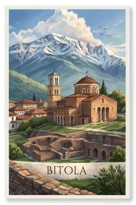 Lebendiges Bitola Mazedonien Reiseposter - Ancient Heraclea Lyncestis Kunstdruck_mo
