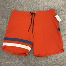 Hurley Phantom Board Shorts Mens 38 Stripe Swim Drawstring Quick Dry Stretch NEW