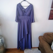 JJ  s House Purple Chiffon Maxi Dress V Neck Empire Waist Formal Evening Gown