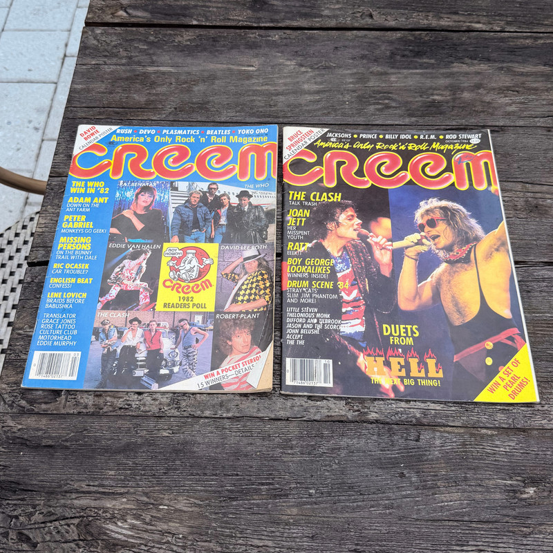 Lot of 2 Creem Magazines March 1983 October 1984 Van Halen Duets Calendar Poster