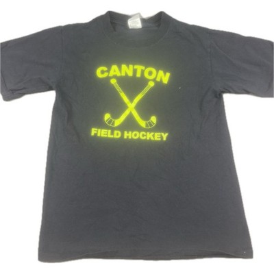 Anvil Unisex Canton Field Hockey Graphic T-Shirt Small Black Neon Yellow Logo