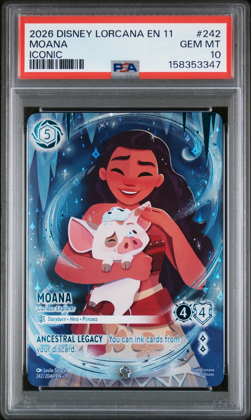 2026 DISNEY LORCANA EN 11-WINTERSPELL ICONIC MOANA - CURIOUS EXPLORER PSA 10