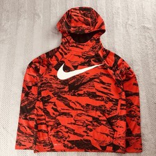 Nike - Youth Size Large - Dri-Fit Hoodie Red  Black Camo - Big Swoosh Pullover