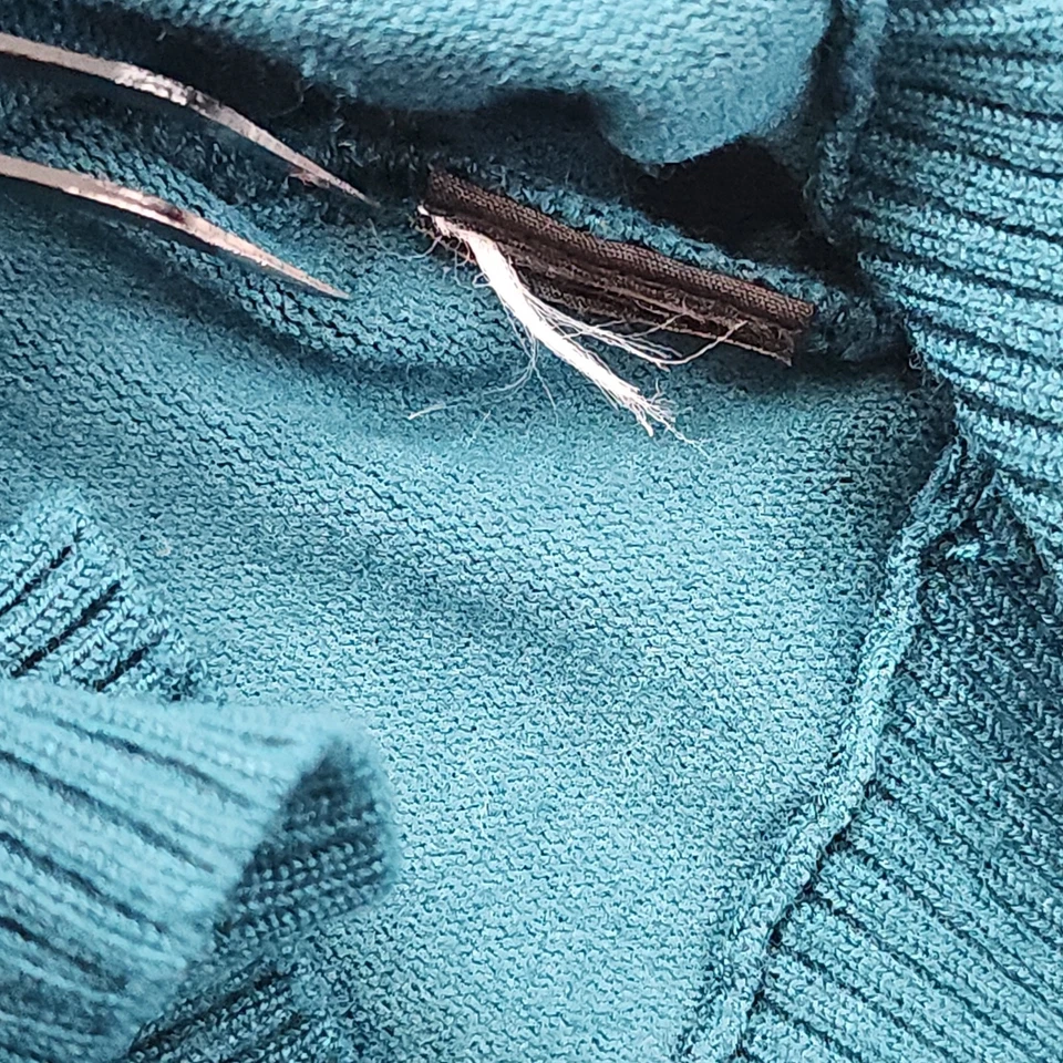 Suéter AGB Para Mujer L Verde Azulado Capucha Cuello Manga Corta Pullover Elastizado Informal Foto 4 de 4