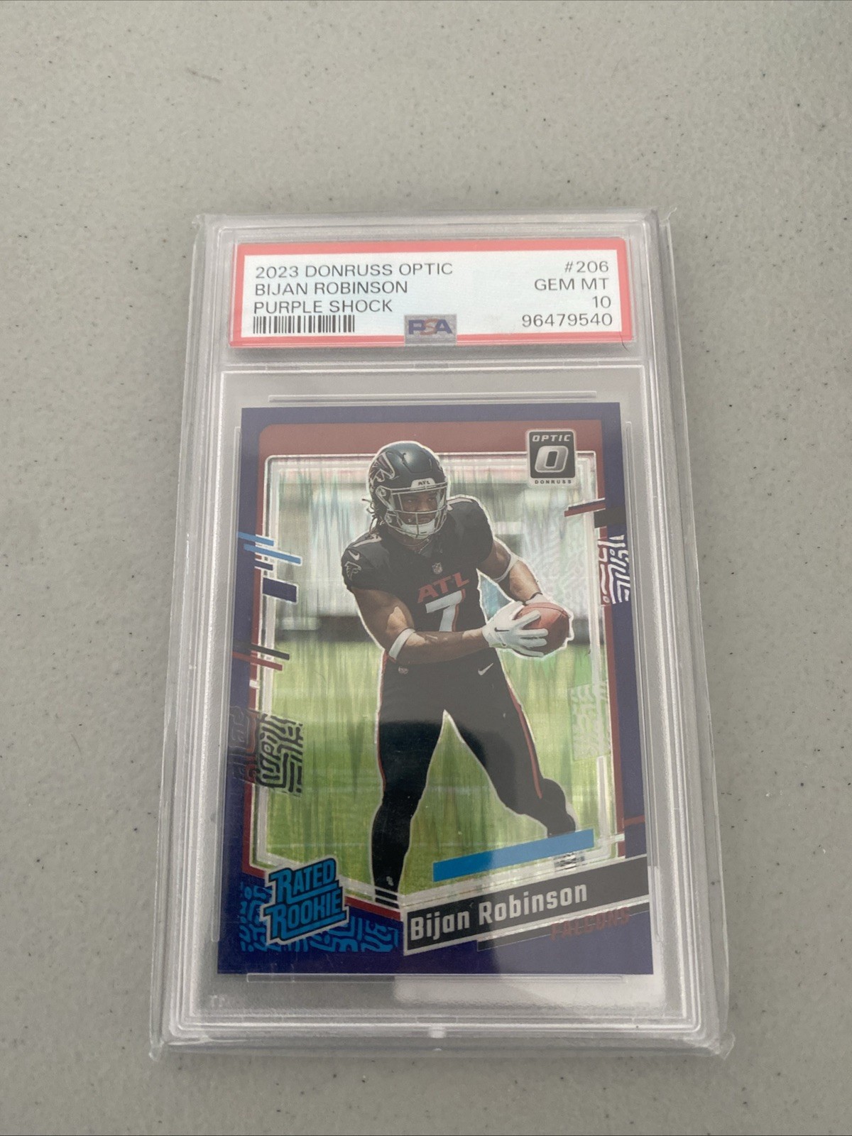 Bijan Robinson Panini Donruss Optic #206 Purple Shock