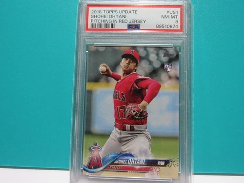 2018 SHOHEI OHTANI TOPPS UPDATE PITCHING IN RED JERSEY ROOKIE CARD PSA 8 NM-MT